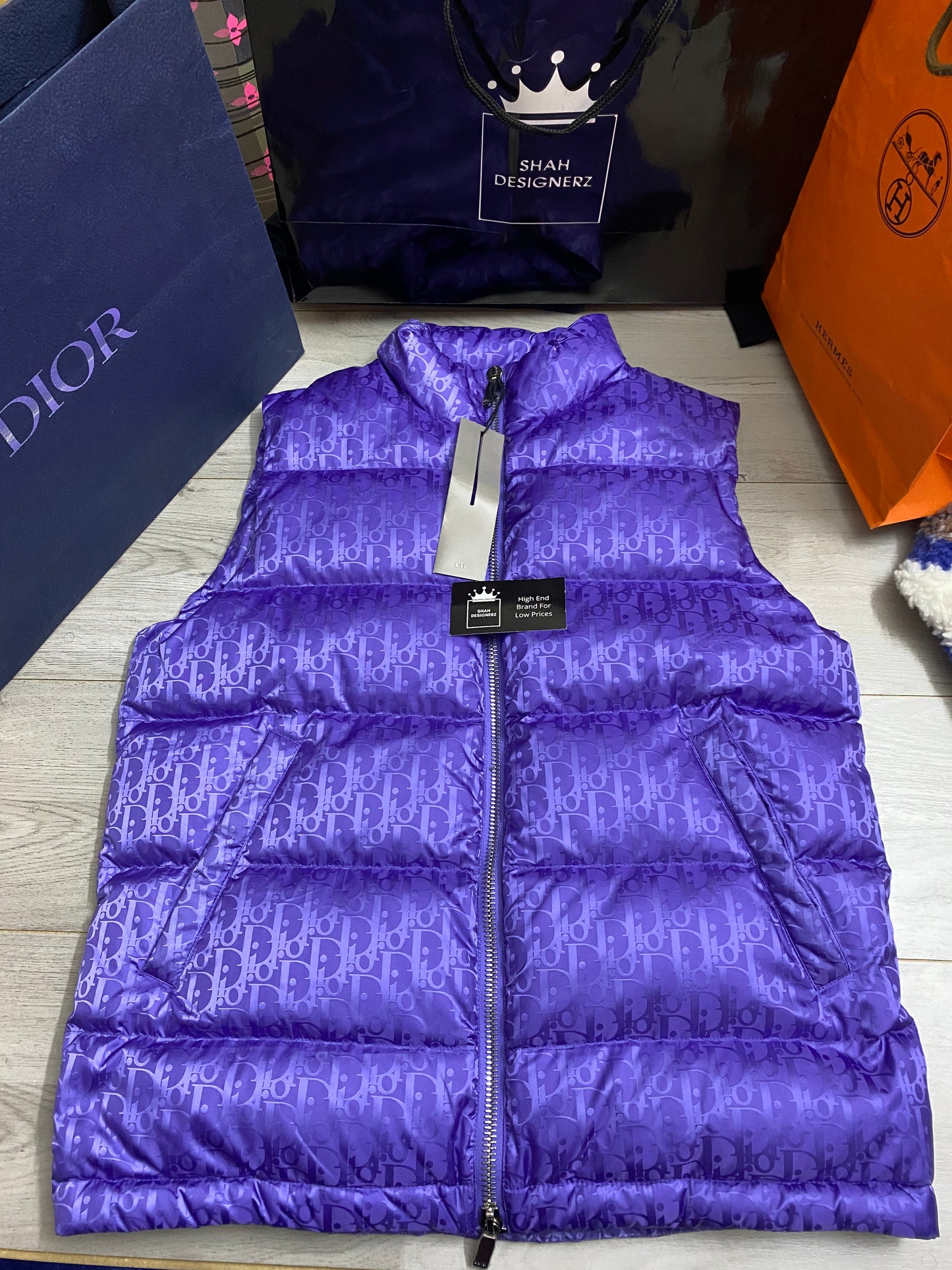 Dior Oblique Puffer Gilet Purple