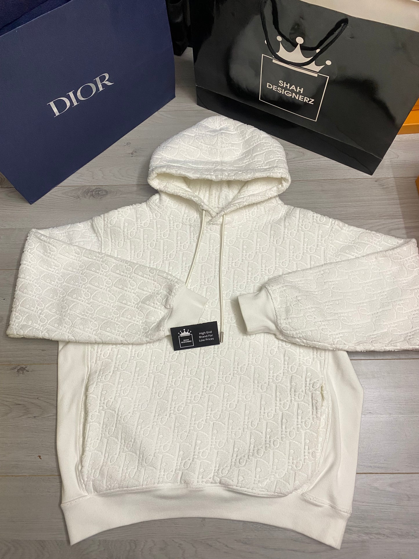 Dior Oblique Towel Hoodie White