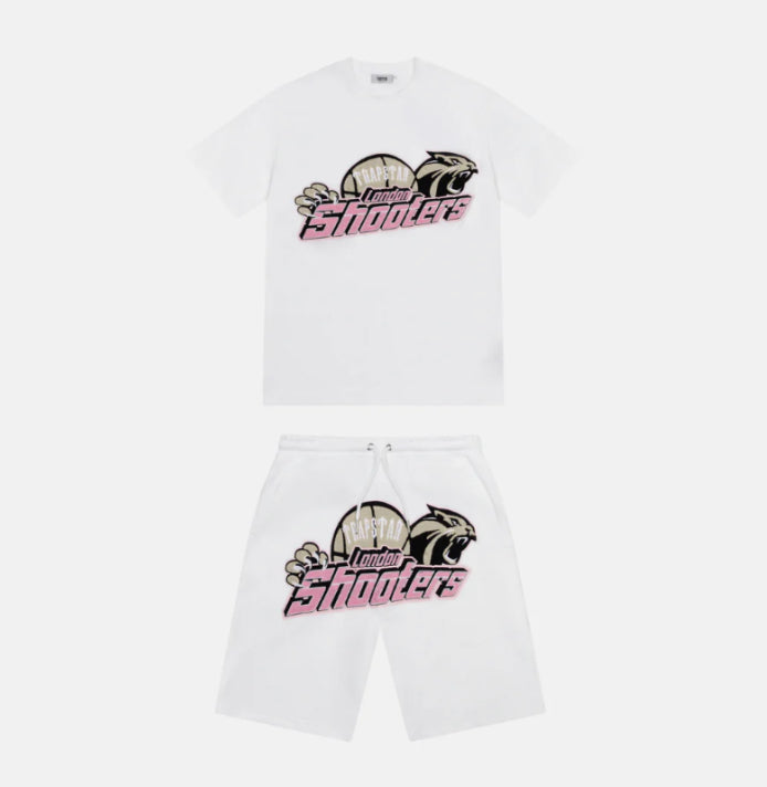 Trapstar Shooters Chenille Short Set White/Pink