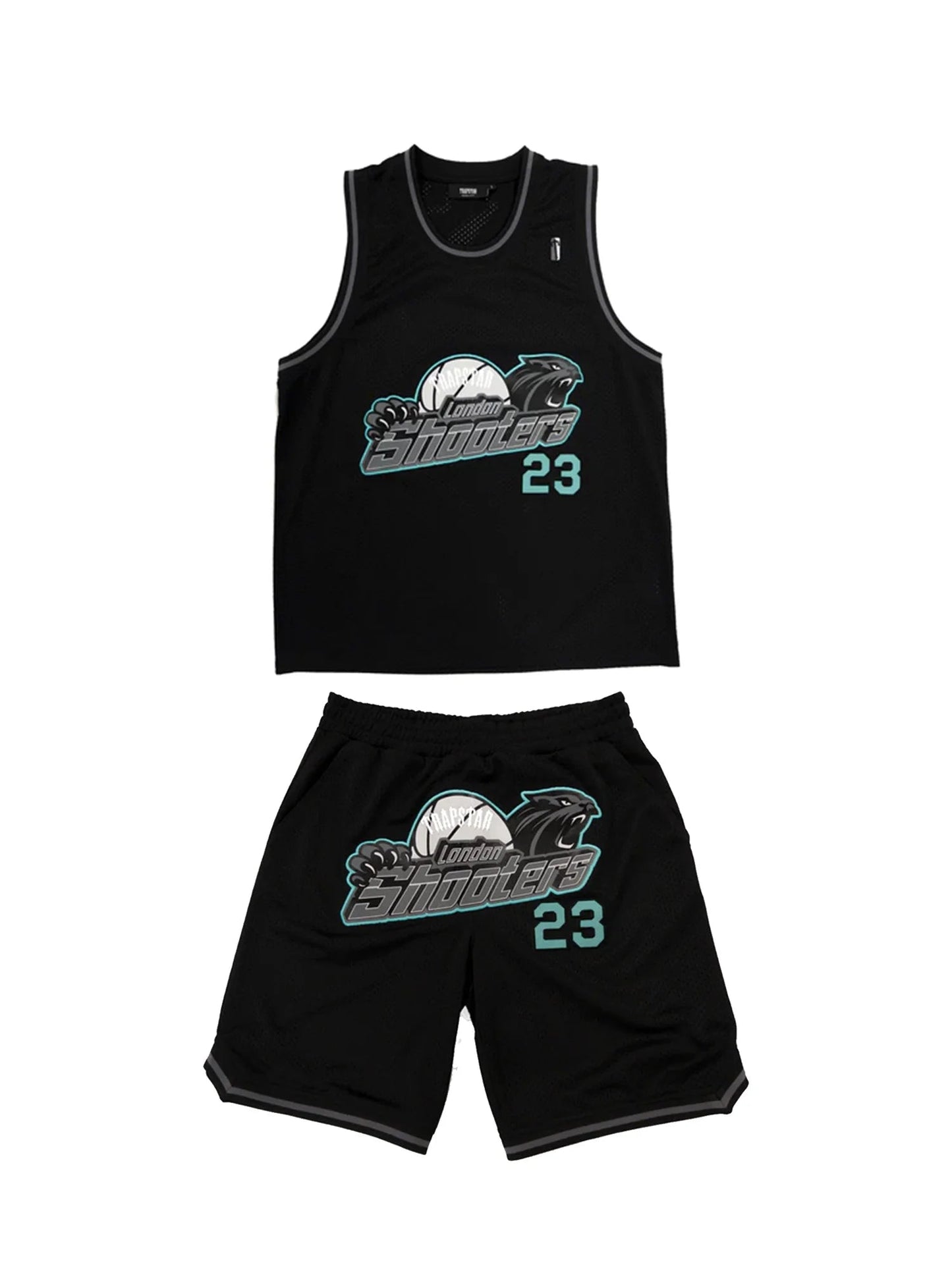 Trapstar Shooters SS23 Basketball Vest Set Black/Sea Blue